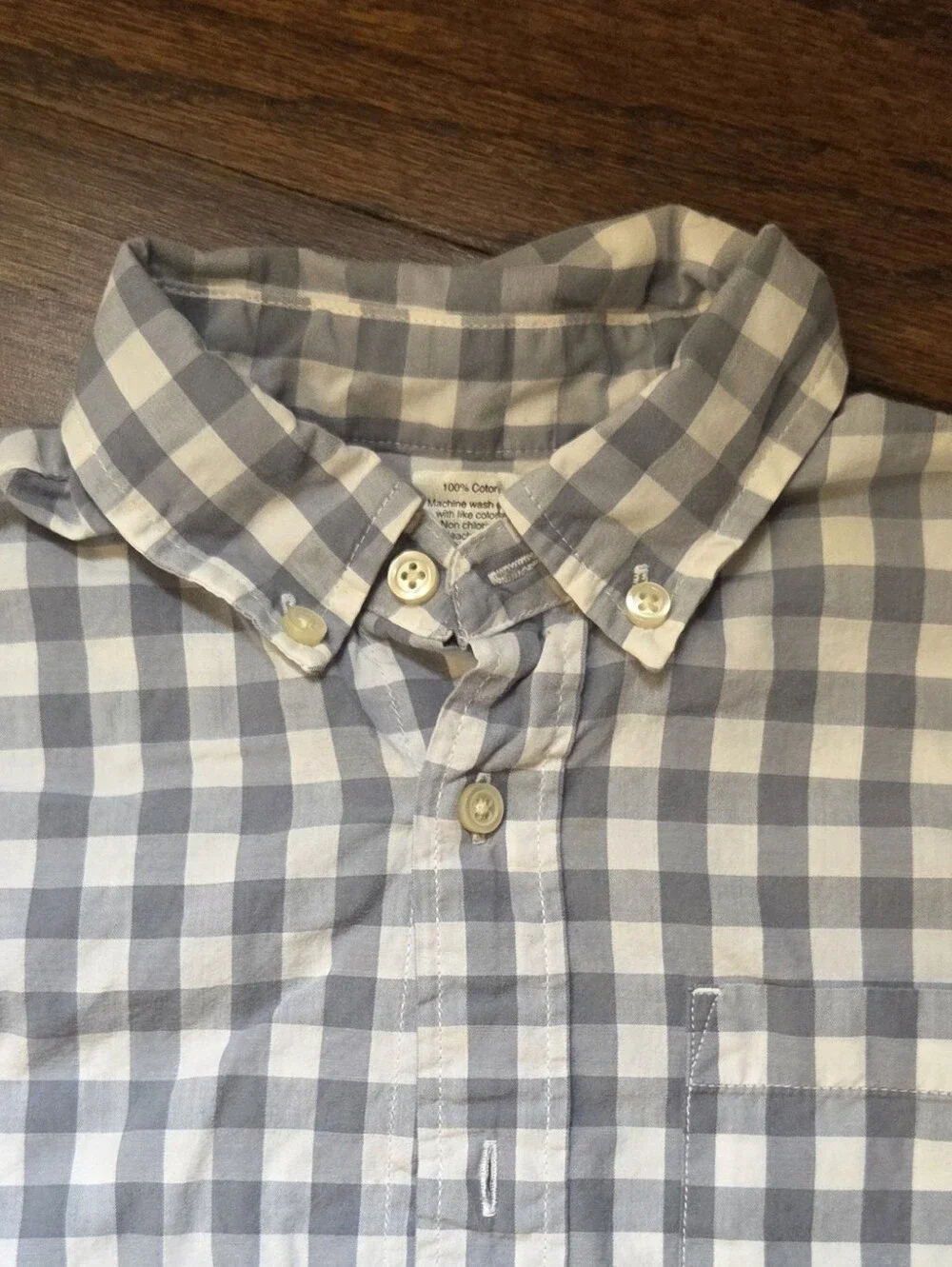 Crewcuts Kids Blue and White Gingham Button-Down Shirt Size 6-7